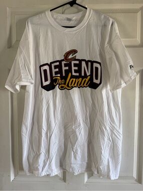 Jerzees White Cleveland 'Defend The Land' Graphic Tee